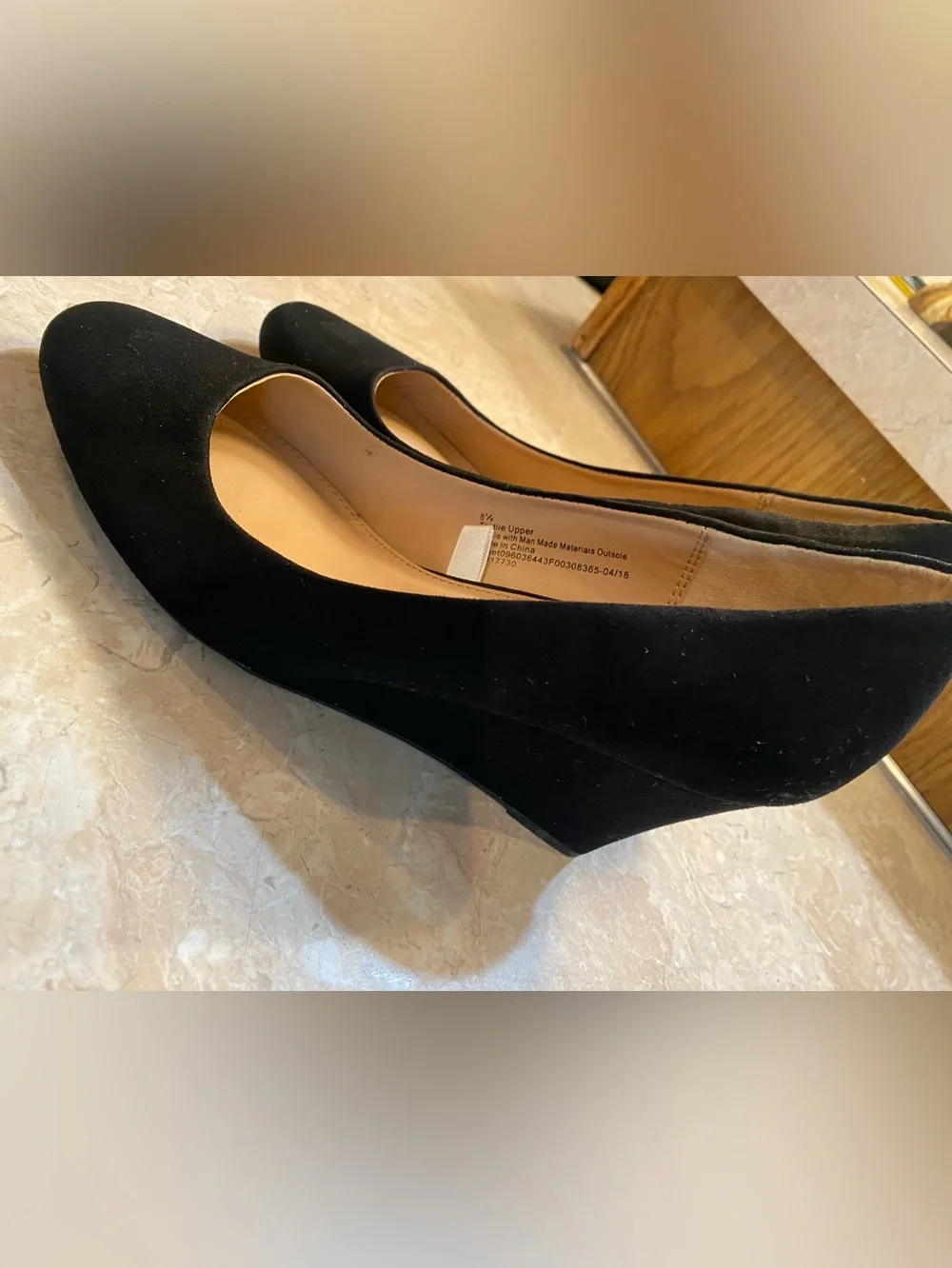 a new day Black Suede Round-Toe Pumps